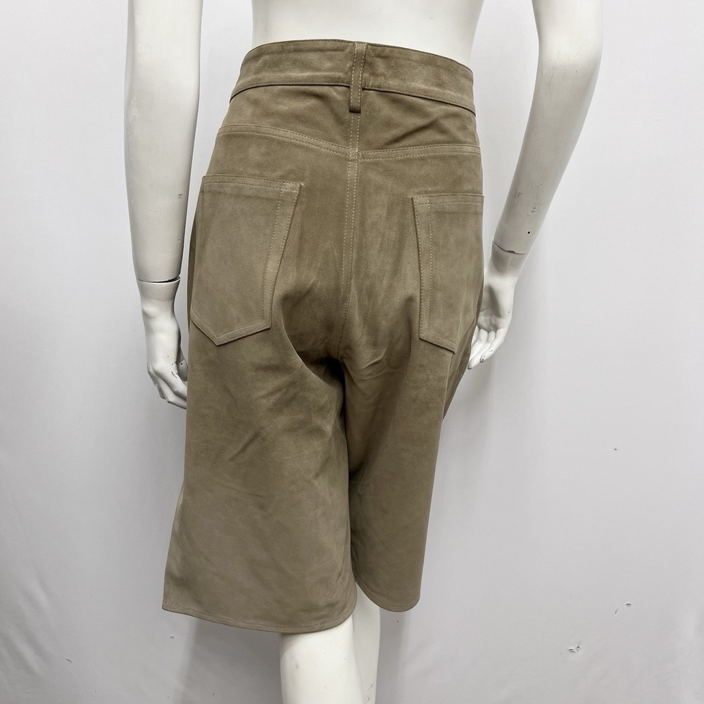 Trussardi Suede Long Shorts Khaki Taupe Tone Size 10 - Picture 3 of 8